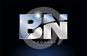 metal blue alphabet letter bn b n logo company icon design photo
