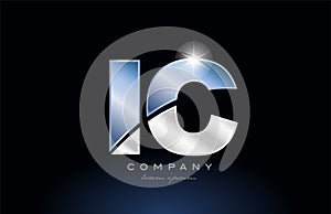 metal blue alphabet letter ic i c logo company icon design