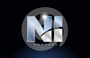 metal blue alphabet letter ni n i logo company icon design photo