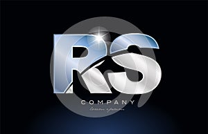 metal blue alphabet letter rs r s logo company icon design