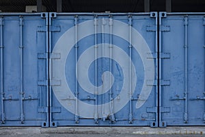 Metal blue cargo container