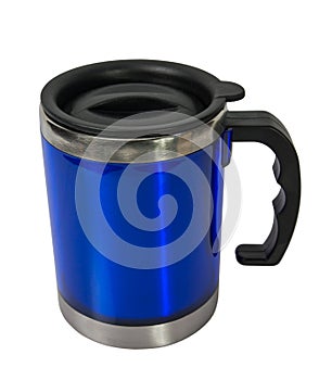 Metal blue cup.