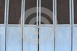 Metal blue door with lock