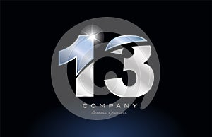 metal blue number 13 logo company icon design