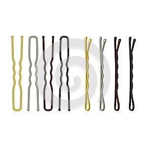 Metal bobby pins vector illustration isolated on white background