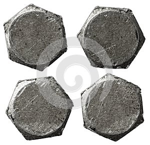 Metal bolt heads set isolatedbackground on white