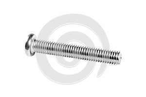 Metal bolt isolated on white background. Chromed screw bolt isolated. Steel bolt isolated. Nuts and bolts. Tools for work
