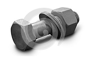 Metal bolt nut and spacers Isolated on white background