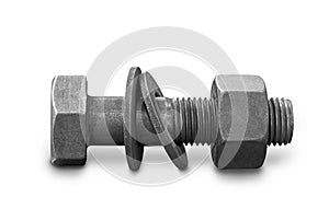 Metal bolt nut and spacers Isolated on white background