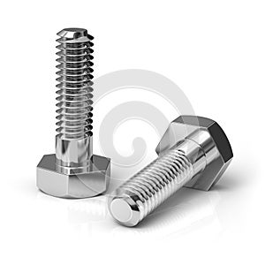 Metal bolts on white