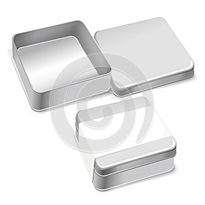 Metal box template with blank label