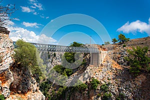 Metal Bridge over the Aradena Canyon, Chania, Crete. photo