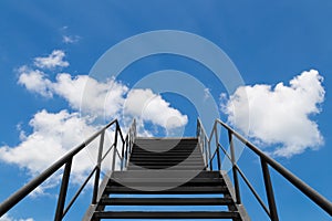 Metal Bridge or Stair to blue Sky and White Cloud