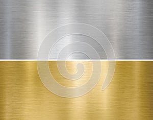 Metal brushed silver and gold textured plates