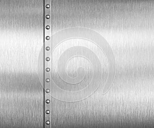 Metal brushed steel or aluminum background with rivets