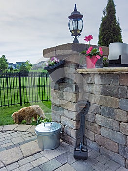 Metal bucket and scoop for collecting doggy poo