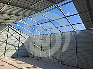 Metal Building Under Construction Offers Window to the Sky