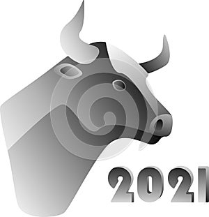 Metal bull in profil 2021 new year