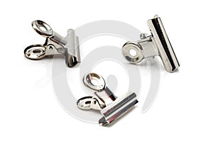 Metal bulldog clip isolate on white