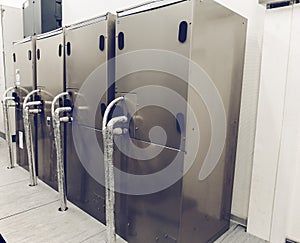 Metal cabinets, cooling equipment in the server room in data center