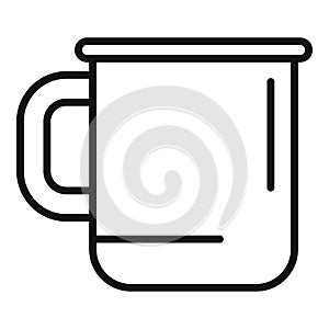 Metal campsite mug icon outline vector. Tourist equipment