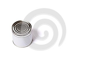 Metal can with copy space. Preservation can isolated on a white