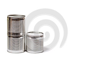 Metal cans isolated on a white. Cans with preservation with copy space