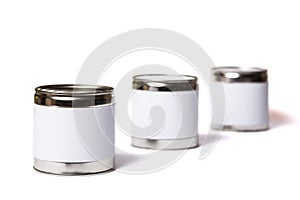 Metal cans with no lables. Isolated metal cans with copy spaces