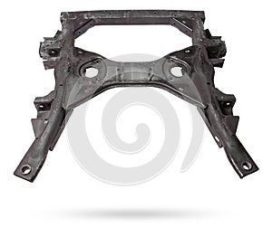 metal car subframe on a white isolated background. catalog of spare parts for vehicles