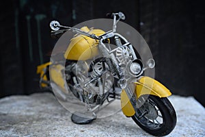 Metal cast replica of a chopper motorbike