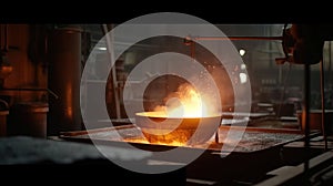 Metal casting process in foundry , Ai Generated Image