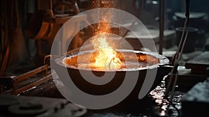 Metal casting process in foundry , Ai Generated Image