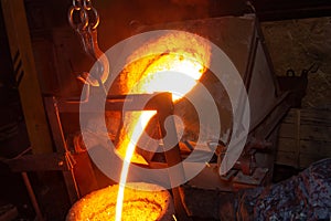 metal casting process with high temperature fire in metal part factory