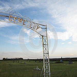 Metal cemetary entryway