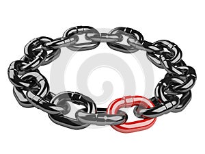 Metal chain circle. leadership concept