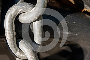 Metal Chain link connections outdoors