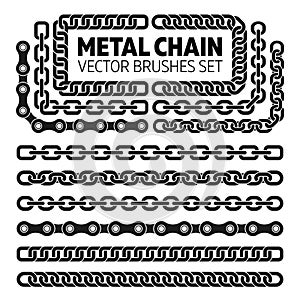 Metal chain links vector pattern brushes set photo