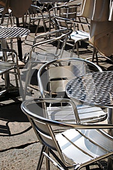 Metal chairs and tables