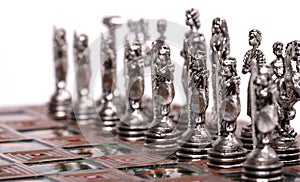 Metal chess pieces, for business strategy concept
