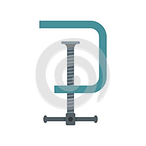 Metal clamp icon, flat style