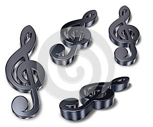 Metal clefs on white background