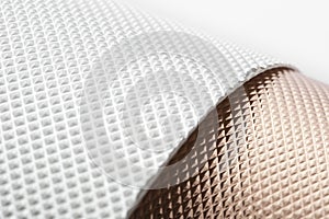 Metal coating and textured floor and backdrop