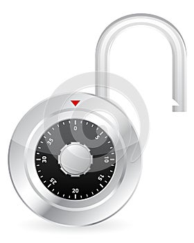 Metal code padlock open