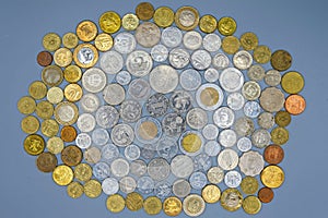 metal coins of different countries