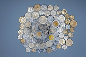 metal coins of different countries