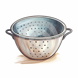 Vintage Colander Illustration With Steve Sack Style photo