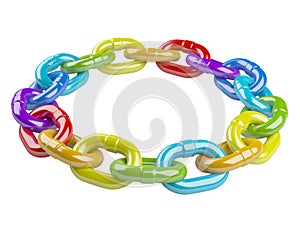 Metal colored chain circle. teamwork concept