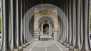 Metal columns and abutments of Bir Hakeim bridge, Paris