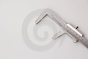 Metal construction ruler on isolate white background