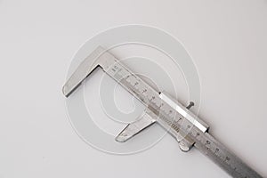 Metal construction ruler on isolate white background